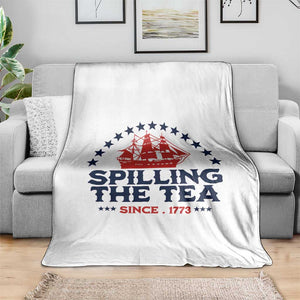 Spilling The Tea Since 1773 Throw Blanket Patriotic Nautical Stars American History