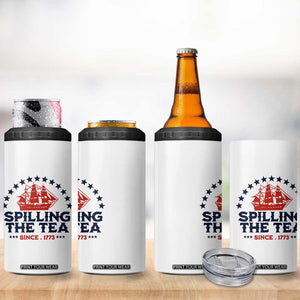 Spilling The Tea Since 1773 4 in 1 Can Cooler Tumbler Patriotic Nautical Stars American History