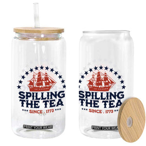 Spilling The Tea Since 1773 Glass Can Patriotic Nautical Stars American History