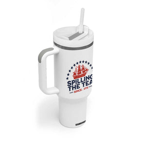 Spilling The Tea Since 1773 Tumbler With Handle Patriotic Nautical Stars American History