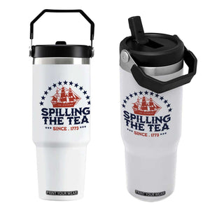 Spilling The Tea Since 1773 Flip Straw Tumbler Patriotic Nautical Stars American History