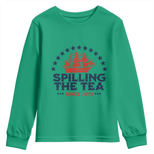 Spilling The Tea Since 1773 Youth Sweatshirt Patriotic Nautical Stars American History
