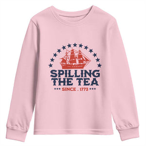 Spilling The Tea Since 1773 Youth Sweatshirt Patriotic Nautical Stars American History