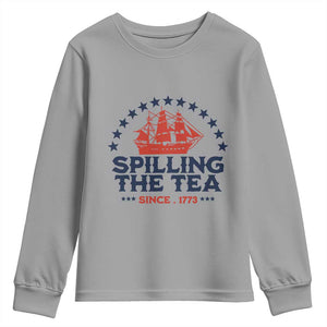 Spilling The Tea Since 1773 Youth Sweatshirt Patriotic Nautical Stars American History