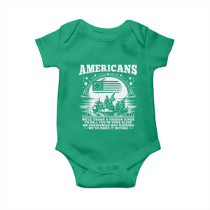 Funny Patriotic Military History Baby Onesie Americans Crossing A Frozen River To Kill You In Your Sleep On Christmas