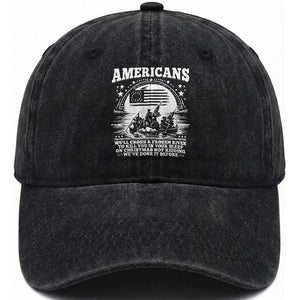Funny Patriotic Military History Washed Cotton Baseball Cap Americans Crossing A Frozen River To Kill You In Your Sleep On Christmas