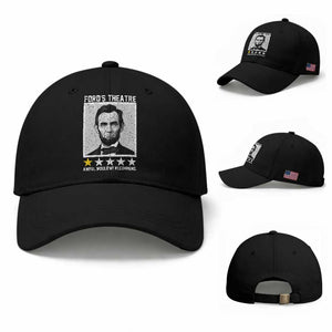 Fords Theatre One Star Awful Wouldnt Recommend Baseball Cap Abraham Lincoln Funny History Dark Humor