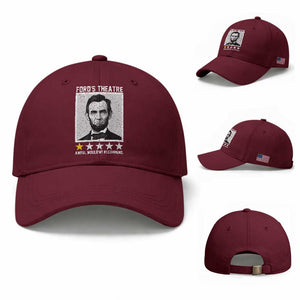 Fords Theatre One Star Awful Wouldnt Recommend Baseball Cap Abraham Lincoln Funny History Dark Humor