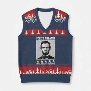 Fords Theatre One Star Awful Wouldnt Recommend V-Neck Knit Sweater Vest Abraham Lincoln Funny History Dark Humor