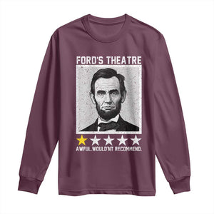 Fords Theatre One Star Awful Wouldnt Recommend Long Sleeve Shirt Abraham Lincoln Funny History Dark Humor