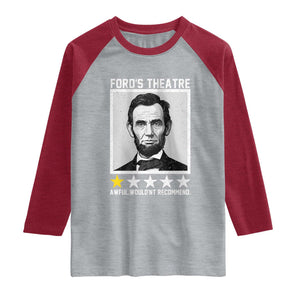 Fords Theatre One Star Awful Wouldnt Recommend Raglan Shirt Abraham Lincoln Funny History Dark Humor