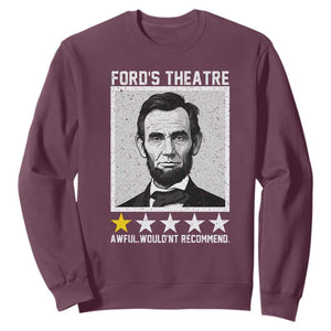 Fords Theatre One Star Awful Wouldnt Recommend Sweatshirt Abraham Lincoln Funny History Dark Humor