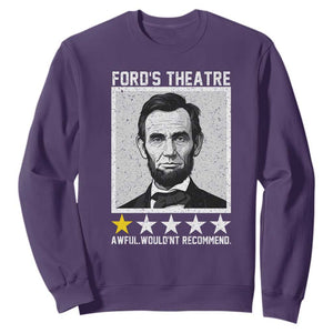 Fords Theatre One Star Awful Wouldnt Recommend Sweatshirt Abraham Lincoln Funny History Dark Humor