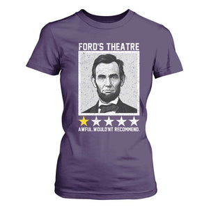 Fords Theatre One Star Awful Wouldnt Recommend T Shirt For Women Abraham Lincoln Funny History Dark Humor