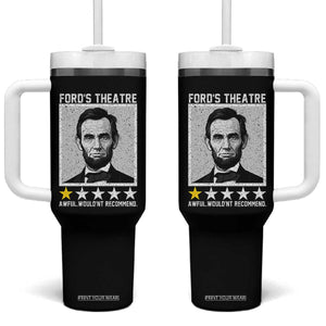 Fords Theatre One Star Awful Wouldnt Recommend Tumbler With Handle Abraham Lincoln Funny History Dark Humor