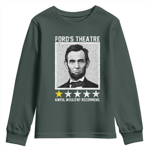 Fords Theatre One Star Awful Wouldnt Recommend Youth Sweatshirt Abraham Lincoln Funny History Dark Humor