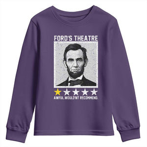 Fords Theatre One Star Awful Wouldnt Recommend Youth Sweatshirt Abraham Lincoln Funny History Dark Humor