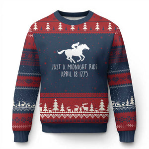 Paul Revere American History Ugly Christmas Sweater Just A Midnight Ride April 18 1775