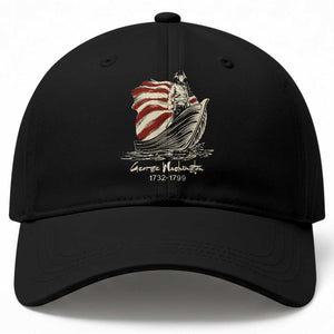 George Washington Crossing The Delaware Patriotic Baseball Cap Vintage American Flag Graphic