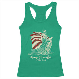 George Washington Crossing The Delaware Patriotic Racerback Tank Top Vintage American Flag Graphic