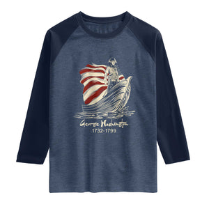 George Washington Crossing The Delaware Patriotic Raglan Shirt Vintage American Flag Graphic