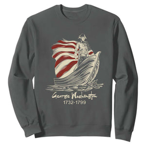 George Washington Crossing The Delaware Patriotic Sweatshirt Vintage American Flag Graphic