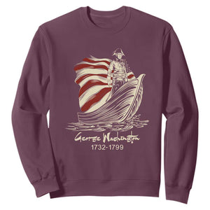 George Washington Crossing The Delaware Patriotic Sweatshirt Vintage American Flag Graphic