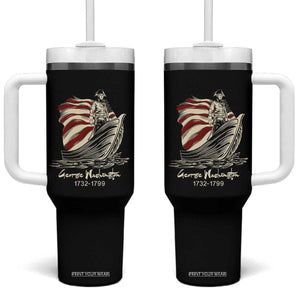 George Washington Crossing The Delaware Patriotic Tumbler With Handle Vintage American Flag Graphic