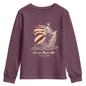 George Washington Crossing The Delaware Patriotic Youth Sweatshirt Vintage American Flag Graphic