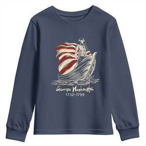 George Washington Crossing The Delaware Patriotic Youth Sweatshirt Vintage American Flag Graphic
