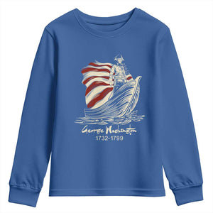 George Washington Crossing The Delaware Patriotic Youth Sweatshirt Vintage American Flag Graphic