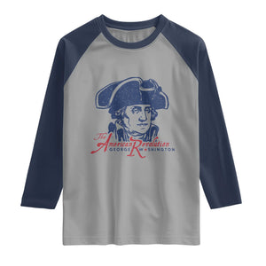 George Washington The American Revolution Raglan Shirt Distressed Sketch Historic Patriotic Graphic