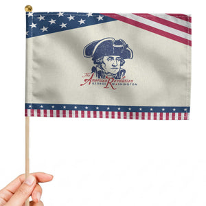 George Washington The American Revolution Patriotic Handheld Flag Distressed Sketch Historic Graphic