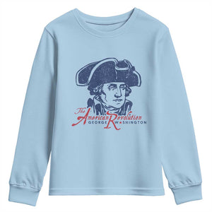 George Washington The American Revolution Youth Sweatshirt Distressed Sketch Historic Patriotic Graphic