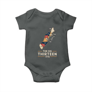 The OG Thirteen 1776 Original Colonies Map Baby Onesie Funny Retro American History