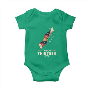 The OG Thirteen 1776 Original Colonies Map Baby Onesie Funny Retro American History