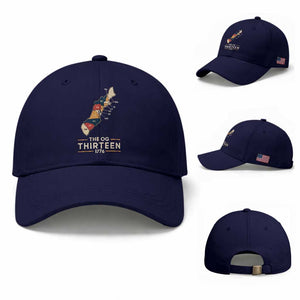 The OG Thirteen 1776 Original Colonies Map Baseball Cap Funny Retro American History