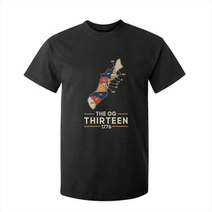 The OG Thirteen 1776 Original Colonies Map T Shirt For Kid Funny Retro American History