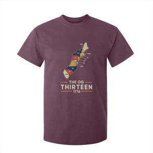 The OG Thirteen 1776 Original Colonies Map T Shirt For Kid Funny Retro American History