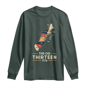 The OG Thirteen 1776 Original Colonies Map Long Sleeve Shirt Funny Retro American History