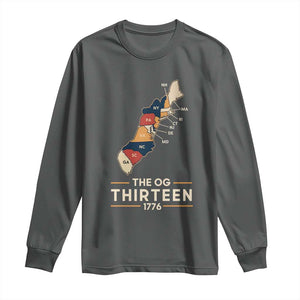 The OG Thirteen 1776 Original Colonies Map Long Sleeve Shirt Funny Retro American History