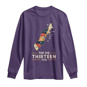 The OG Thirteen 1776 Original Colonies Map Long Sleeve Shirt Funny Retro American History