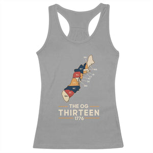 The OG Thirteen 1776 Original Colonies Map Racerback Tank Top Funny Retro American History