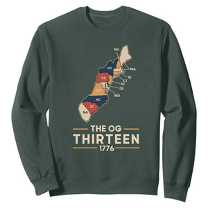 The OG Thirteen 1776 Original Colonies Map Sweatshirt Funny Retro American History