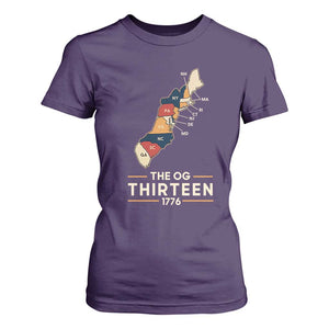 The OG Thirteen 1776 Original Colonies Map T Shirt For Women Funny Retro American History