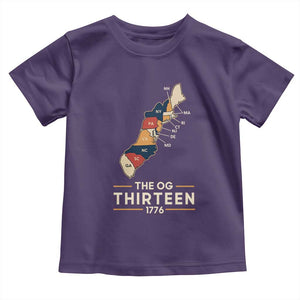 The OG Thirteen 1776 Original Colonies Map Toddler T Shirt Funny Retro American History