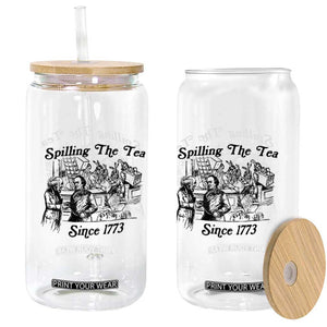 Spilling The Tea Since 1773 Glass Can Boston Tea Party Vintage Historical Sketch Graphic