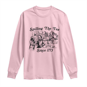 Spilling The Tea Since 1773 Long Sleeve Shirt Boston Tea Party Vintage Historical Sketch Graphic