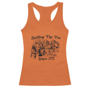Spilling The Tea Since 1773 Racerback Tank Top Boston Tea Party Vintage Historical Sketch Graphic