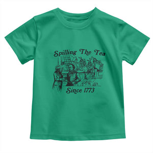 Spilling The Tea Since 1773 Toddler T Shirt Boston Tea Party Vintage Historical Sketch Graphic